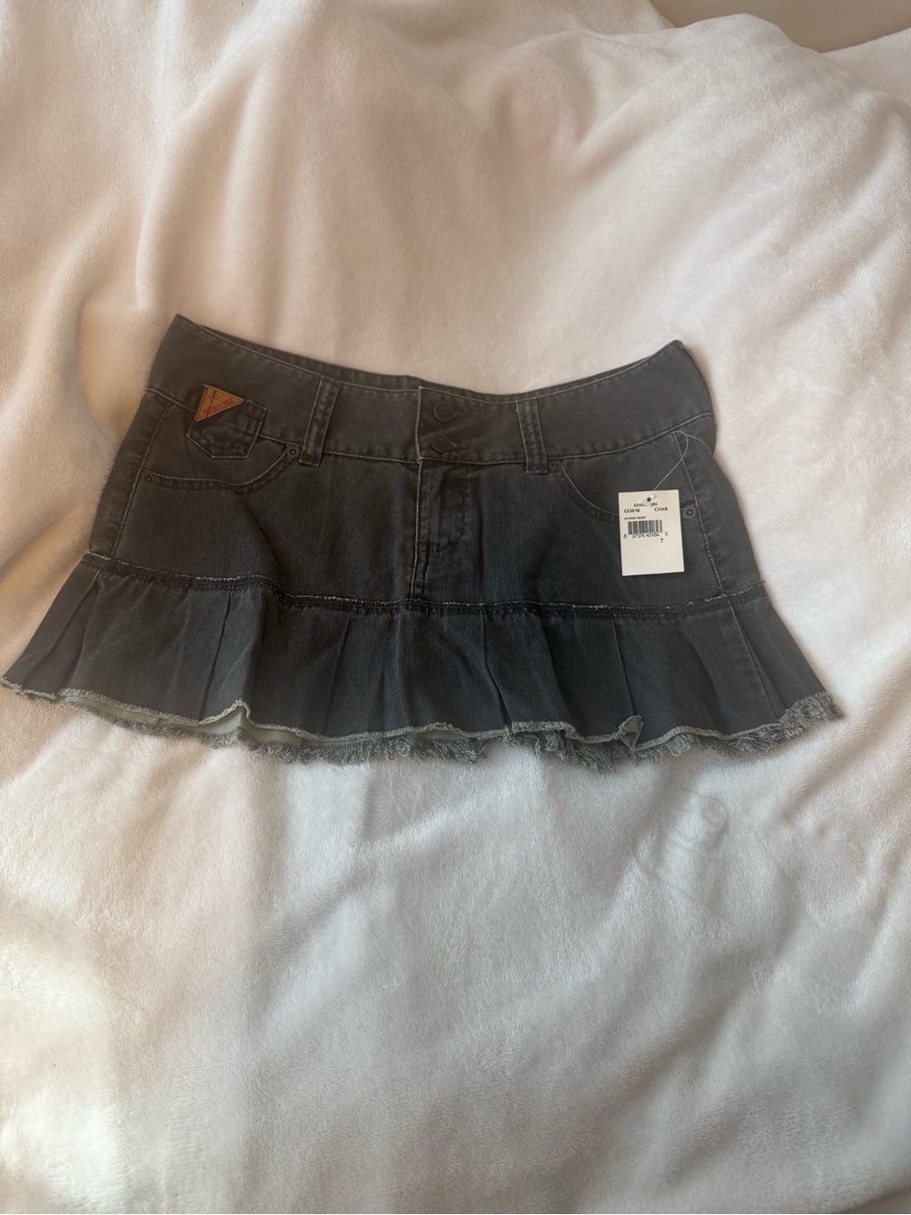 Ezekiel Black Ruffled Denim Mini Skirt